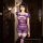 Sexy purple sheer lace lingerie set for women, featuring a form-fitting design with delicate lace details and thigh-high stoc...