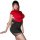 Woman modeling red and black mannyqing secretarial lingerie set, a playful two-way pure & sexy uniform outfit for women.
