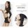 Woman modeling mannyqing sheer black lingerie set with open-crotch thong, long sleeves, and blood-drop nipple accents.