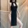 Sensual black backless cheongsam lingerie set with cutout design, perfect for role play outfits. no-remove style for intimate...
