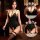 Mannyqing black sexy lingerie bodysuit with open-crotch design, deep v-neck, and garter straps for women.