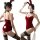 Mannyqing velvet bunny costume set - open-crotch bodysuit with hidden snap crotch, sexy lingerie outfit featuring bunny ears ...