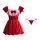 Manyan christmas new year lingerie set featuring a sexy strapless shiny mesh bodycon dress with tie details and festive red a...