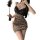 Sexy sheer high-slit bodycon set featuring lace and leopard print design, perfect for a daring and elegant look.