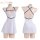 White manyan lingerie sleep dress with black trim, featuring a sexy backless design and striped mini skirt for women.