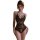 Woman wearing black lace halter bodysuit with open crotch, sheer floral pattern, and delicate straps — elegant sleepwear for ...