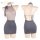 Manyan pure & tempting halter neck bodycon short skirt set – sheer backless sleepwear & lingerie outfit in gray, front and ba...