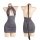 Gray halter sleep dress with ruched design and long tie, reversible sexy lingerie set in secretary uniform style.