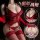 Sexy red lace lingerie set featuring v-neck design, backless corset, underwire push-up bra, and matching garter belt.