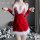 Sexy sheer lace cami nightgown with plush trim and bow, perfect christmas costume outfit.
