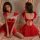 Sexy strapless red mesh sleep dress with festive design, perfect for chinese new year outfits.