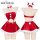 Sexy red velvet separates set featuring off-shoulder corset design with fluffy white trim and matching sleep dress, perfect f...