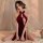 Manyan new year red velvet cheongsam dress - sexy halter neck chinese style open-front slit lingerie