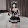 A woman models the meidihui lingerie pure-seductive uniform - black lolita maid dress with straps, featuring lace details and...