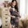 Vintage floral print chinese style lace cheongsam lingerie with high slit, elegant design for erotic nightwear.