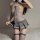 Meimei sexy jk uniform set - pure & tempting gray stockings schoolgirl cosplay outfit featuring sheer bodice, pleated skirt, ...