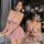 Meinaier sexy lingerie set - sparkling hot nightclub camisole & shorts sleepwear outfit for women, featuring a glamorous pink...