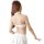 Woman wearing white meiyoujiaqing romantic angel lace sexy nurse costume set with bustier style dress and headpiece, back vie...