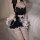Sexy maid costume featuring a black lace babydoll dress with detachable apron, white headband, and stockings, perfect for the...