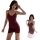 Midnight allure deep v-neck slip dress in seductive wine red satin, featuring high slit and ruched hip detail for a luxurious...