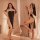 Elegant and casual design featuring a black lace bodice with sheer panels and high slit, perfect for role play outfits.