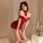 Sexy red sparkly bunny girl outfit with cat ears, perfect for christmas and new year celebrations. cute and alluring design.
