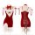 Mina christmas date night lingerie set - red sheer mesh babydoll with faux fur trim, elegant holiday sleepwear