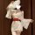 Elegant white lace yukata sleepwear set featuring delicate patterns, a red ribbon belt, and feathered hat, perfect for pure t...