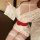 Elegant white lace yukata sleepwear set featuring delicate patterns, a striking red ribbon accent, and sheer fabric for pure ...