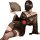 Elegant black lace yukata sleepwear set featuring delicate patterns, a heart-shaped mask, and a red rose accent, exuding allu...