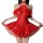 Red mirror pu halter dress with bat wings and corset design, perfect for cosplay devil costumes for women