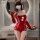 Misty romance christmas bodysuit set - velvet sweet & sexy matching outfit for new year, featuring festive reindeer ears and ...