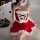 Misty romance christmas lingerie set featuring a cute fuzzy sexy slip dress with lace-up design, perfect for holiday parties.