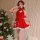 Sexy plus size holiday costume dress featuring festive design with red and white colors, perfect for christmas celebrations.