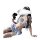 Muran new sexy backless lingerie set - cute maid costume for women role play outfit featuring lace details and fishnet stocki...