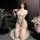 A woman poses elegantly in a sheer vintage-inspired erotic sleep dress, featuring lace trimmings and tie details. the mu xiao...