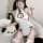 Mystic mei lingerie set featuring a seductive lace cheongsam sleepwear with peek-a-boo cut-out bra and matching panty ensembl...