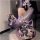 Japanese anime-inspired open front kimono set featuring floral patterns and a butterfly accessory, perfect for cosplay or the...