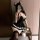 Sexy black maid costume with lace details, featuring a backless design and fluffy ears, perfect for role play or date night o...