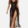 V-neck backless lace sleep set featuring sexy mesh print camisole with matching shorts, perfect for women seeking elegant des...