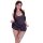Night cat sexy sheer lingerie set - cute open-back sleep dress with thong cutout & adjustable straps