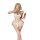 Woman in white lace lingerie set taking selfie with champagne glass.