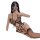 Woman wearing black butterfly-themed open-crotch bodysuit with adjustable ties, part of the night desire plus size sensual li...