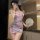 Elegant nightwear featuring a floral cheongsam design, perfect for intimate moments. soft silk fabric enhances allure with it...
