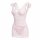 Sheer pink bodycon mini dress with bow print, ruffled straps, and seductive sleepwear design.
