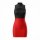 Black and red sleeveless dress with high neck and cutout detail, night-silk seductive secretary outfit.