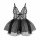 Black sheer mesh butterfly halter nightgown with lace detailing and flared skirt, part of the night silk sensual backless lac...