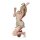 Woman in beige night-silk bunny girl lingerie set with ears, gloves, and thigh-highs, posing playfully while holding a phone.