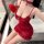 Red lace sheer dress with ruffled hem, wire-free design, sensual camisole style bodycon fit, perfect for sleep or evening wea...