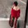 Elegant red night silk sensual lingerie set inspired by hanfu, featuring a flowing robe and decorative skirt, perfect for wom...